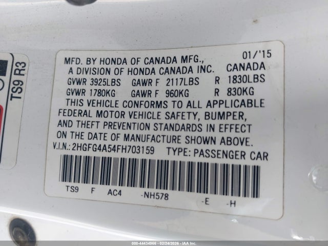 Honda CIVIC SI 2015 2HGFG4A54FH703159 Image 9