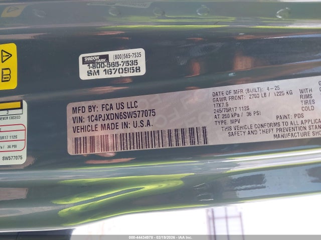 2025 Jeep Wrangler 4-door Sport 4x4 მანქანა იყიდება აუქციონზე, vin: 1C4PJXDN6SW577075, აუქციონის ნომერი: 44434978