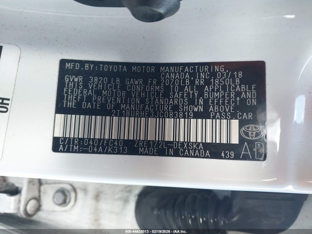 Toyota COROLLA SE 2018 2T1BURHE3JC083819 Image 9