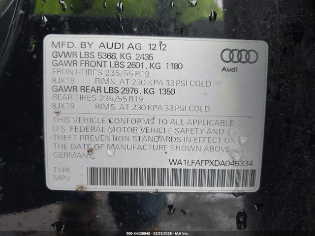 2013 AUDI Q5 WA1LFAFPXDA045334 Photo 8