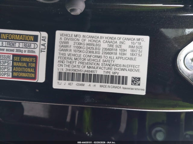 2HKRW2H51JH694977 Honda CR-V EX
