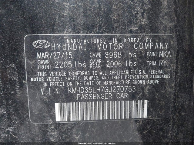 KMHD35LH7GU270753 Hyundai ELANTRA GT