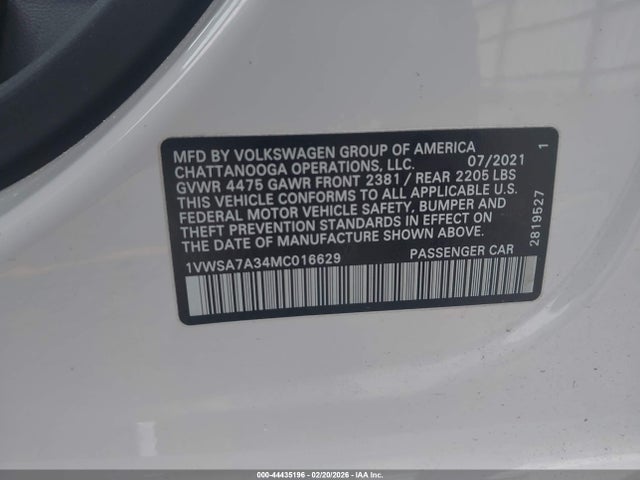 2021 VOLKSWAGEN PASSAT 1VWSA7A34MC016629 Photo 8