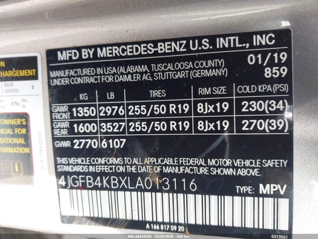 Aukcja sprzedaży 2020 Mercedes-benz Gle 350 4matic, vin: 4JGFB4KBXLA013116, numer aukcji: 44435205
