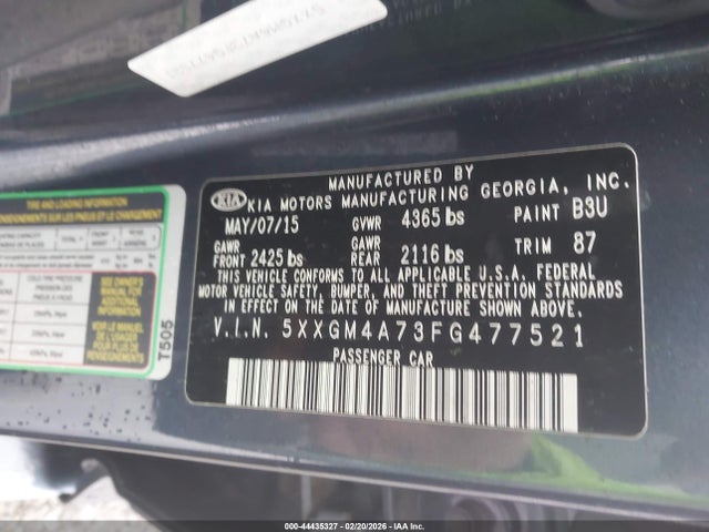 5XXGM4A73FG477521 KIA Optima Lx