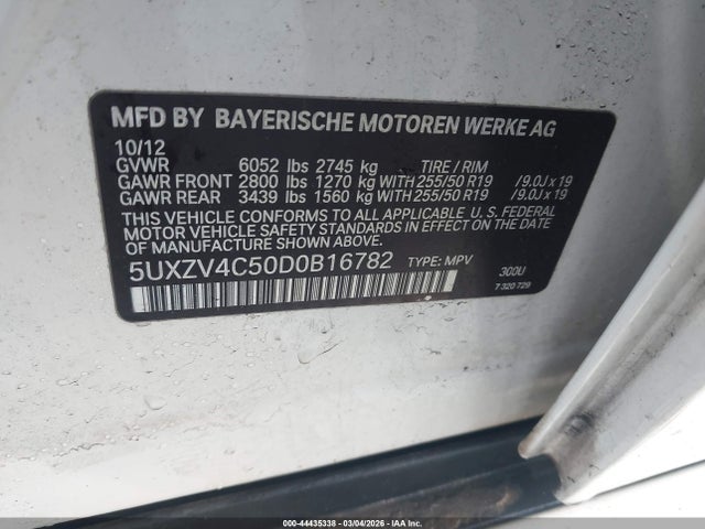 Aukcja sprzedaży 2013 Bmw X5 Xdrive35i/xdrive35i Premium/xdrive35i Sport Activity, vin: 5UXZV4C50D0B16782, numer aukcji: 44435338