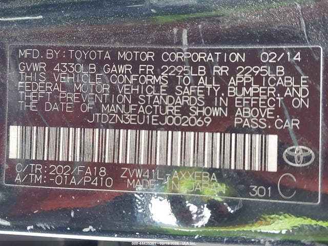 JTDZN3EU1EJ002069 Toyota Prius V Two