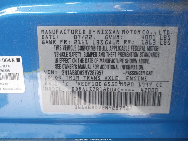 Nissan Sentra Sr Xtronic Cvt 2022 3N1AB8DV2NY287957 Image 9
