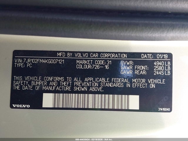 2019 VOLVO S60 7JR102FM4KG007121 Photo 8
