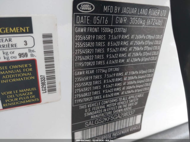 2016 LAND ROVER RANGE ROVER SALGS2KF5GA298337 Photo 8