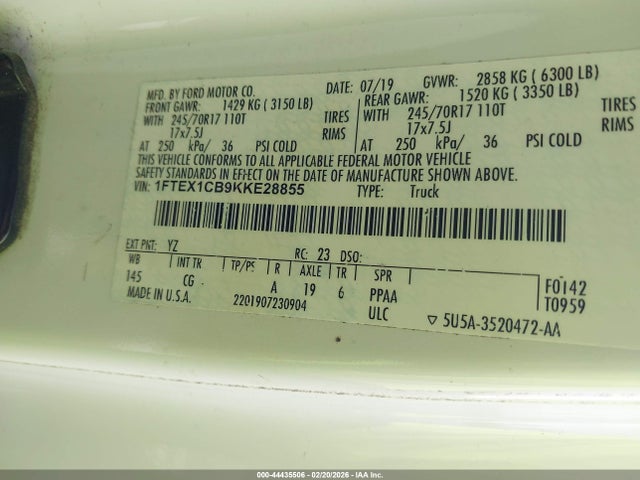 2019 FORD F-150 1FTEX1CB9KKE28855 Photo 8