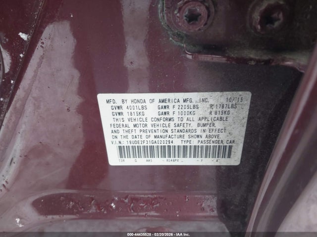 19UDE2F31GA020294 Acura Ilx 2.4l/acurawatch Plus Package