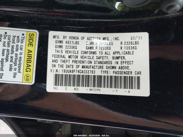 Продаж на аукціоні авто 2012 Acura Tl 3.7, vin: 19UUA9F74CA002793, номер лоту: 44435541