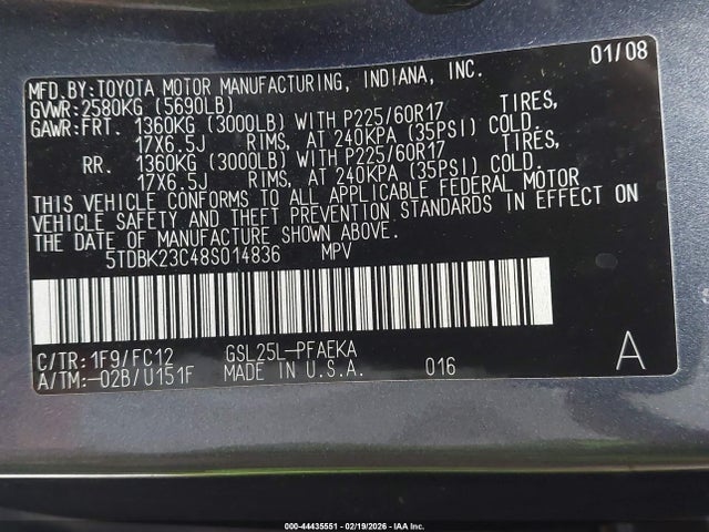 2008 TOYOTA SIENNA 5TDBK23C48S014836 Photo 8