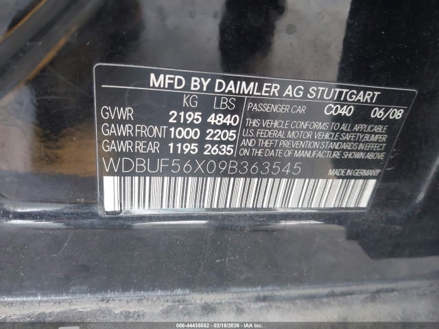 Продажа на аукционе авто 2009 Mercedes-benz E 350, vin: WDBUF56X09B363545, номер лота: 44435552