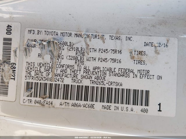 5TFRX5GN3HX082472 Toyota Tacoma Sr