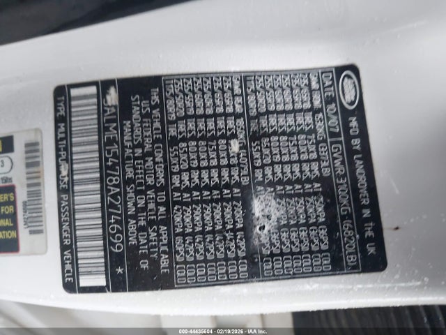2008 LAND ROVER RANGE ROVER SALME15478A274699 Photo 8