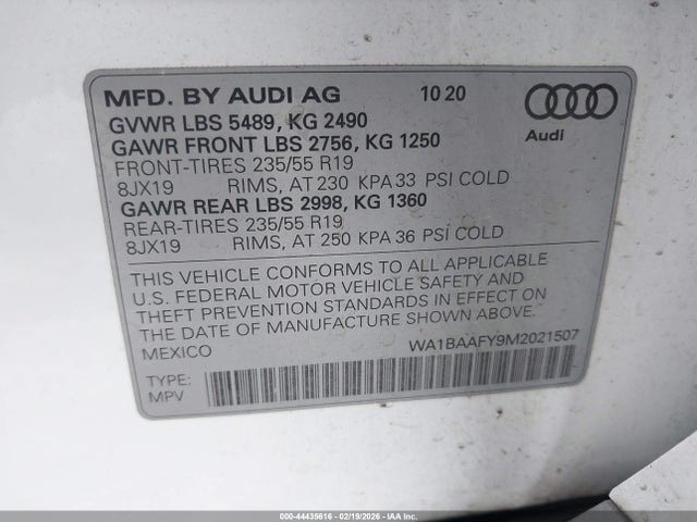 2021 AUDI Q5 WA1BAAFY9M2021507 Photo 8