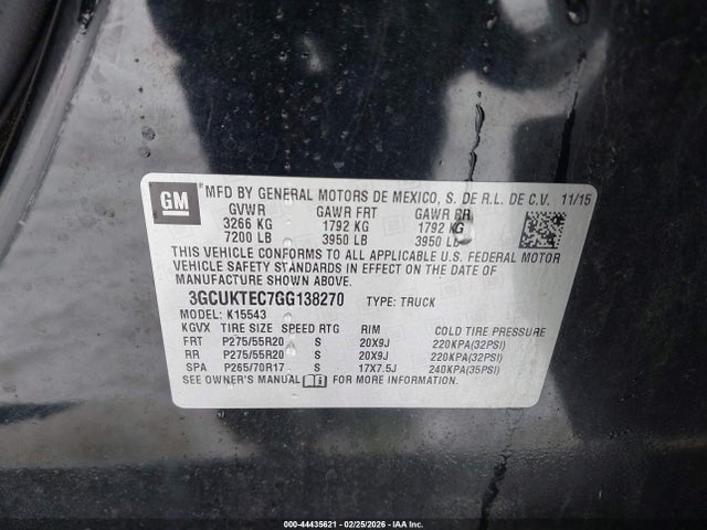 3GCUKTEC7GG138270 Chevrolet Silverado 1500 High Country