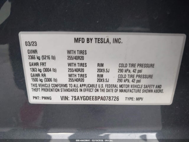 Aukcja sprzedaży 2023 Tesla Model Y Awd/long Range Dual Motor All-wheel Drive, vin: 7SAYGDEE8PA078726, numer aukcji: 44435641