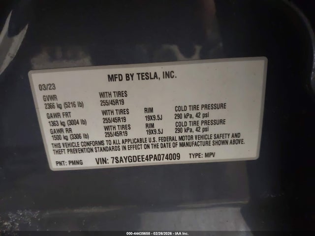 2023 TESLA MODEL Y 7SAYGDEE4PA074009 Photo 8