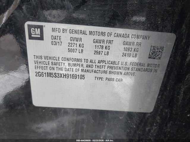 Aukcja sprzedaży 2017 Cadillac Xts Luxury, vin: 2G61M5S3XH9169105, numer aukcji: 44435659