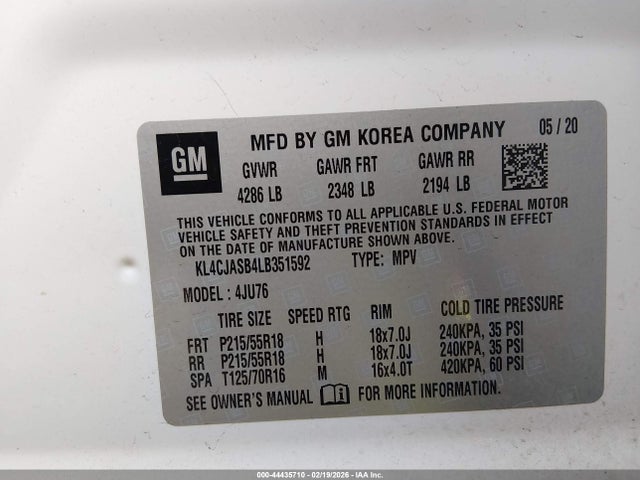 Aukcja sprzedaży 2020 Buick Encore Fwd Preferred, vin: KL4CJASB4LB351592, numer aukcji: 44435710