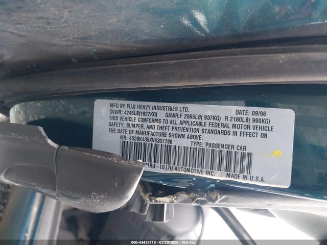 Продажа на аукционе авто 1997 Subaru Legacy L/postal Rhd, vin: 4S3BK435XV6307780, номер лота: 44435719