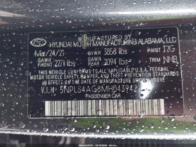 5NPLS4AG8MH043942 Hyundai ELANTRA SEL