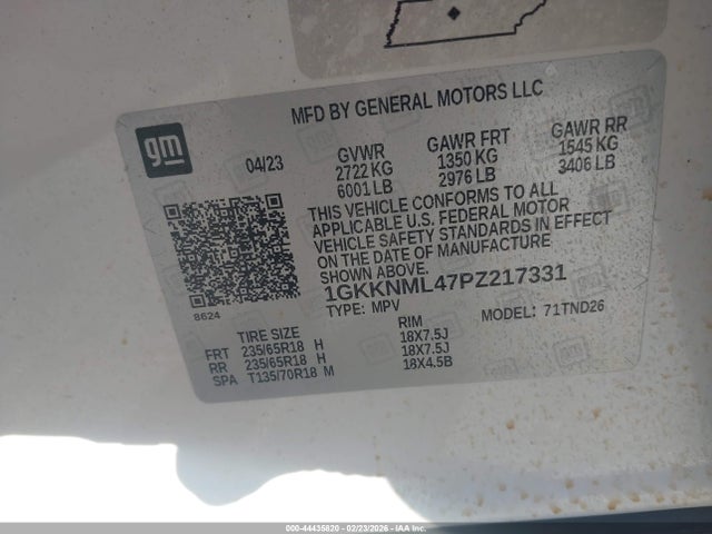 Продаж на аукціоні авто 2023 Gmc Acadia Fwd Slt, vin: 1GKKNML47PZ217331, номер лоту: 44435820