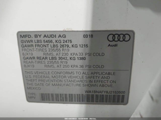 2018 AUDI Q5 WA1BNAFY8J2153500 Photo 8