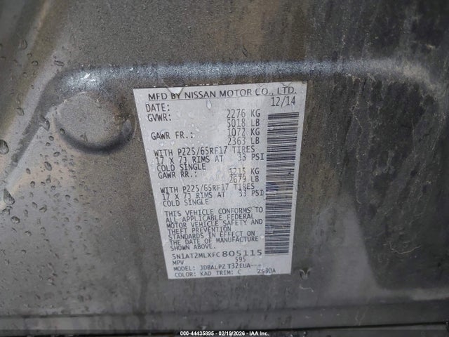 5N1AT2MLXFC805115 Nissan ROGUE S
