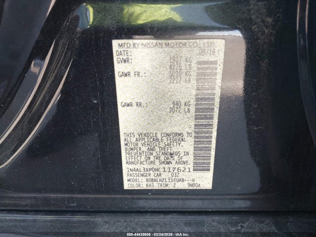 Aukcja sprzedaży 2017 Nissan Altima 2.5 Sr, vin: 1N4AL3AP0HC117621, numer aukcji: 44435906