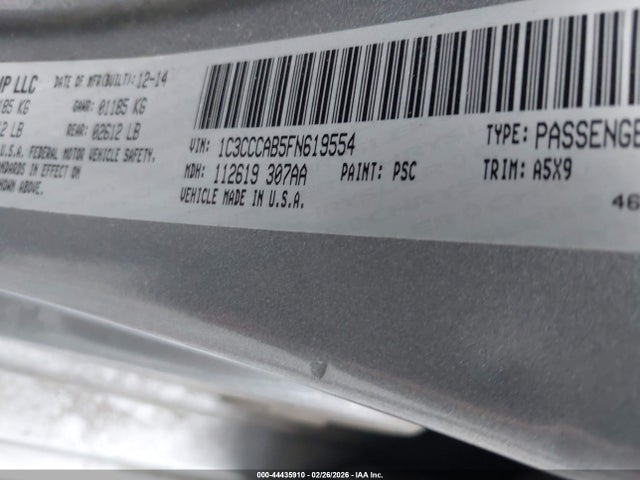 Aukcja sprzedaży 2015 Chrysler 200 Limited, vin: 1C3CCCAB5FN619554, numer aukcji: 44435910