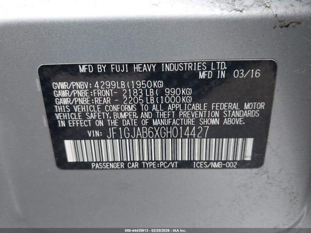 Продаж на аукціоні авто 2016 Subaru Impreza 2.0i Premium, vin: JF1GJAB6XGH014427, номер лоту: 44435913