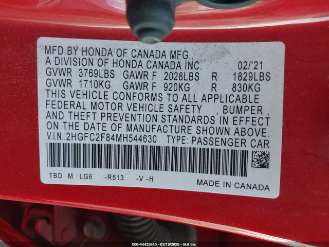 Honda Civic Sport 2021 2HGFC2F84MH544630 Image 9