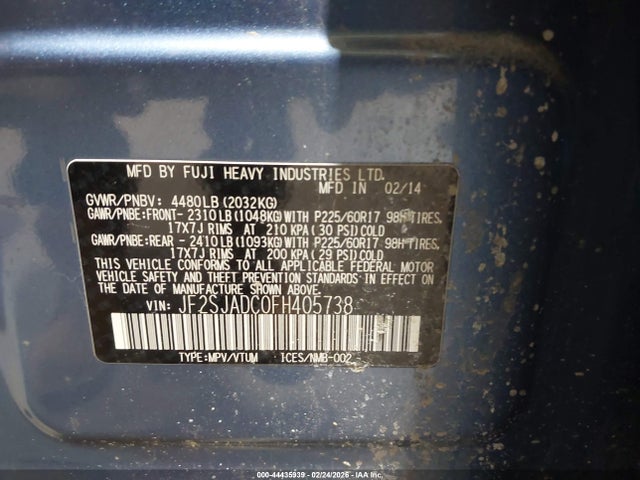 Aukcja sprzedaży 2015 Subaru Forester 2.5i Premium, vin: JF2SJADC0FH405738, numer aukcji: 44435939