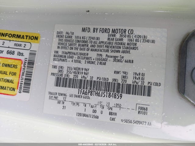 Ford Mustang Ecoboost 2018 1FA6P8TH6J5184859 Image 9