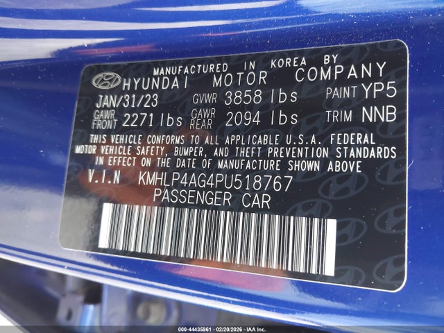 KMHLP4AG4PU518767 Hyundai Elantra Limited
