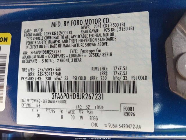 2018 FORD FUSION 3FA6P0HD8JR267231 Photo 8