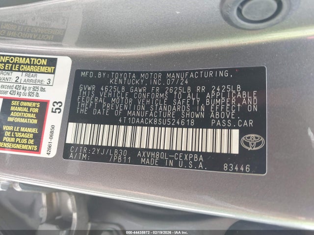 4T1DAACK8SU524618 Toyota CAMRY XSE