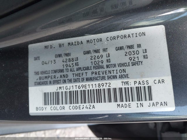 44436002 :رقم المزاد ، JM1GJ1T69E1118972 vin ، 2014 Mazda Mazda6 I Touring مزاد بيع
