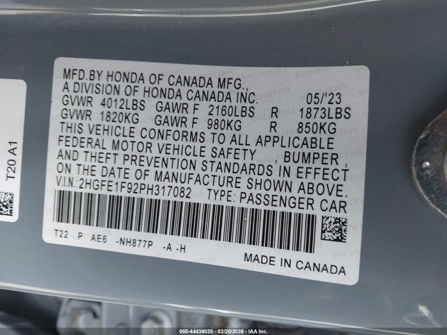 Honda Civic Touring 2023 2HGFE1F92PH317082 Image 9