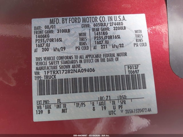 2002 FORD F-150 1FTRX17282NA09406 Photo 8