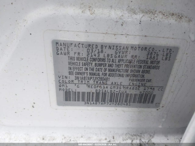Nissan SENTRA S 2018 3N1AB7AP7JY280481 Image 9