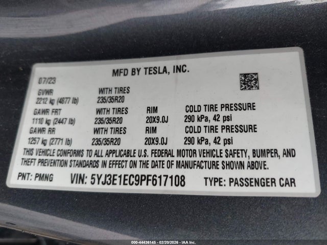 5YJ3E1EC9PF617108 Tesla Model 3 Performance Dual Motor All-wheel Drive