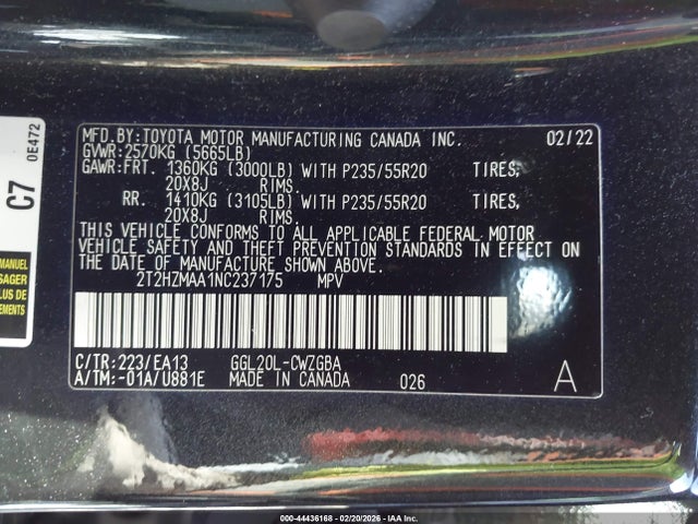 2T2HZMAA1NC237175 Lexus RX 350