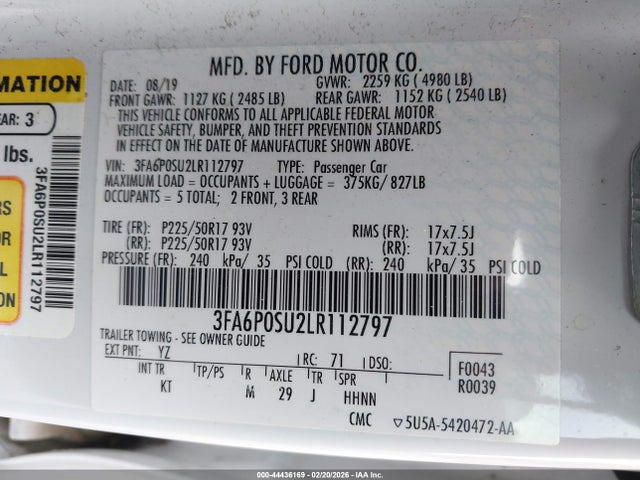 Ford Fusion Plug-in Hybrid Titanium 2020 3FA6P0SU2LR112797 Image 9