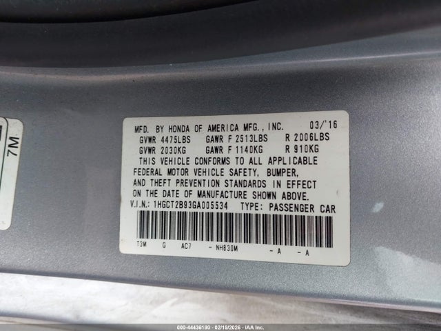 1HGCT2B93GA005534 Honda Accord Ex-l V-6