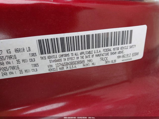 Aukcja sprzedaży 2008 Dodge Dakota Laramie, vin: 1D7HW58N38S638909, numer aukcji: 44436185